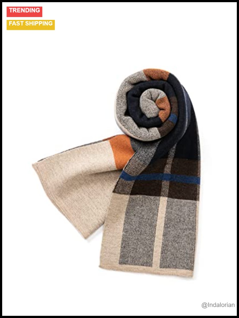 Merino Wool Tartan Knitted Scarf, Plaid Winter Warm Thick Neckwear With Gift Box